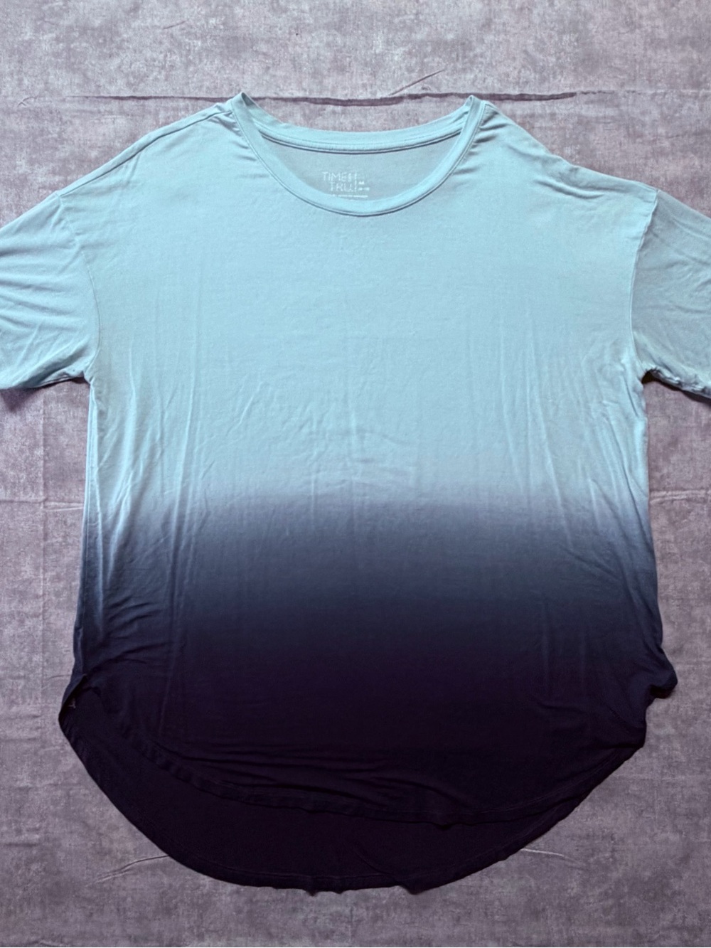Time and Tru Girls M (8-10) Ombre Short Sleeve Round Neck Stretch Tee Blue